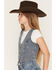Image #2 - Ashley Girls' Bow Embroidered Denim Vest, Medium Wash, hi-res