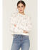 Image #1 - Originality Women's Conversational Print Crew Neck Sweatshirt, Cream, hi-res
