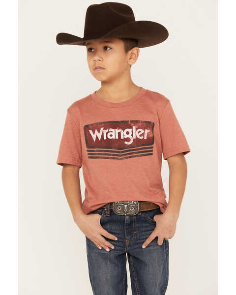 Wrangler Boys' Vintage Logo Graphic T-Shirt, Red, hi-res