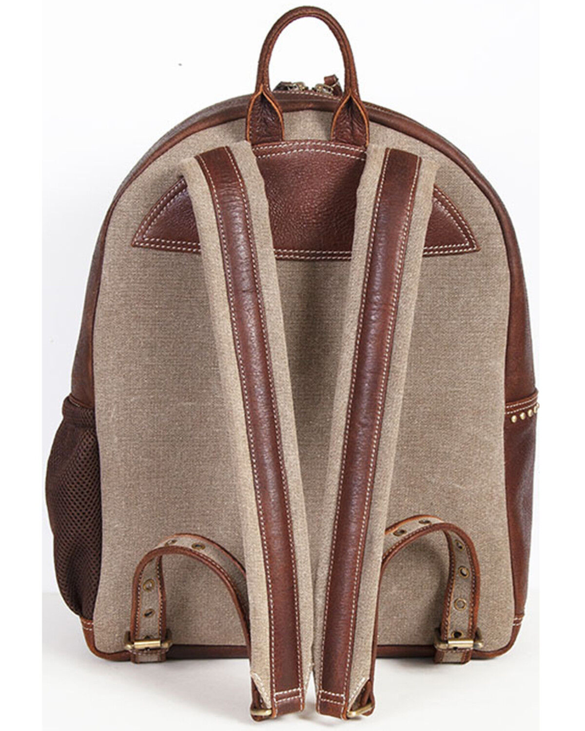 Image #3 - Scully Canvas and Leather Studded and Floral Embroidered Backpack, Tan, hi-res