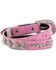 Shyanne Girl's Ostrich Print Rhinestone Belt , Pink, hi-res