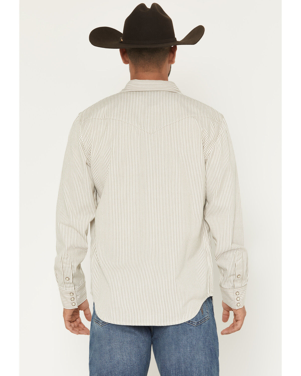 Image #4 - Sendero Provisions Men's Wyatt Stripe Print Long Sleeve Snap Western Shirt, Grey, hi-res
