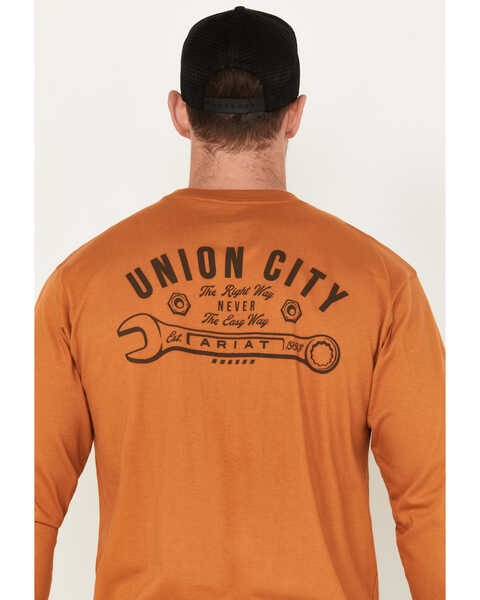 Image #4 - Ariat Men's Rebar Stretch Union City Long Sleeve Work T-Shirt, Beige, hi-res