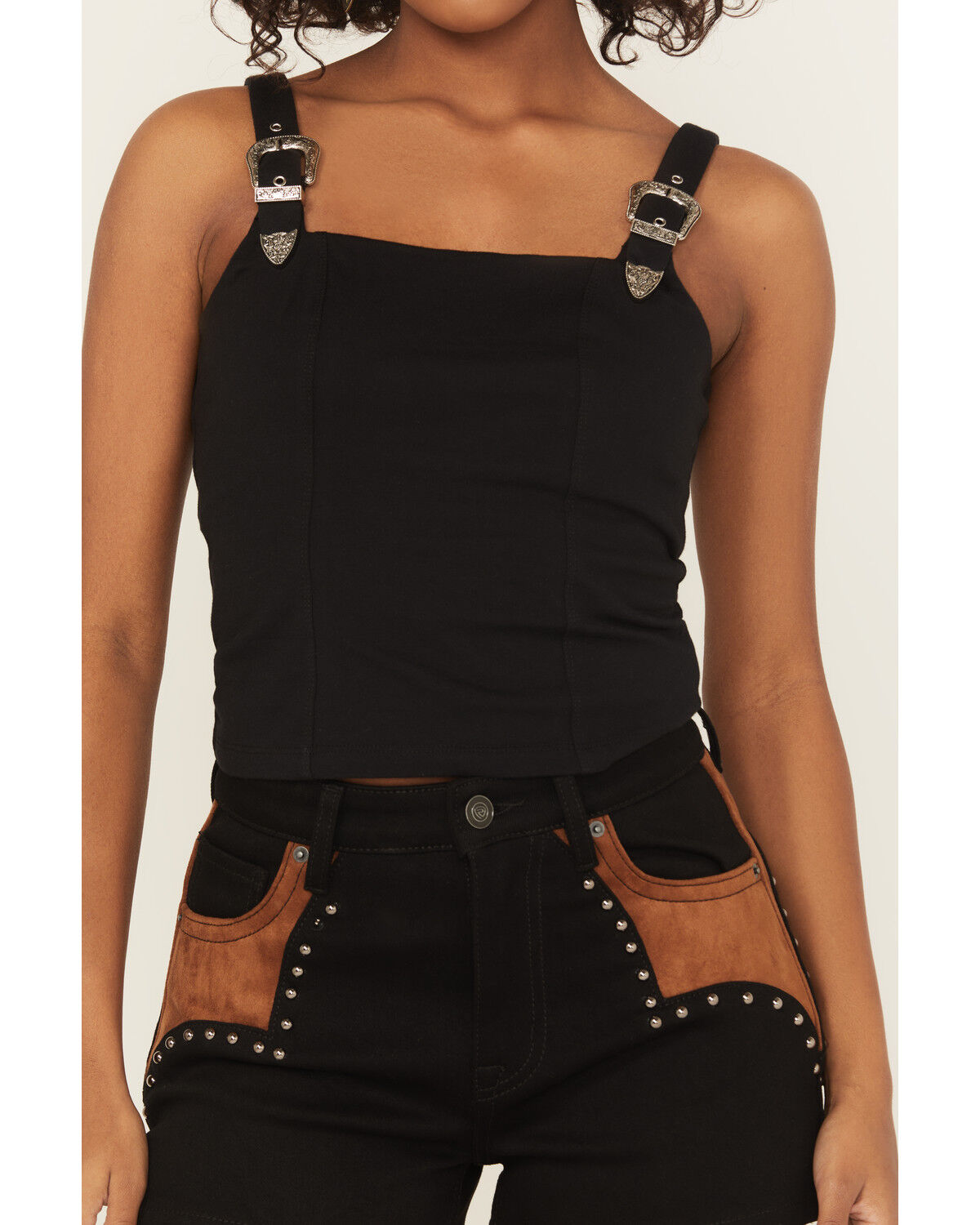 Image #3 - Rock & Roll Denim Women's Buckle Tank Top, Black, hi-res