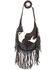 American West Women's Pony Hair-On Studded Fringe Crossbody, Chocolate, hi-res