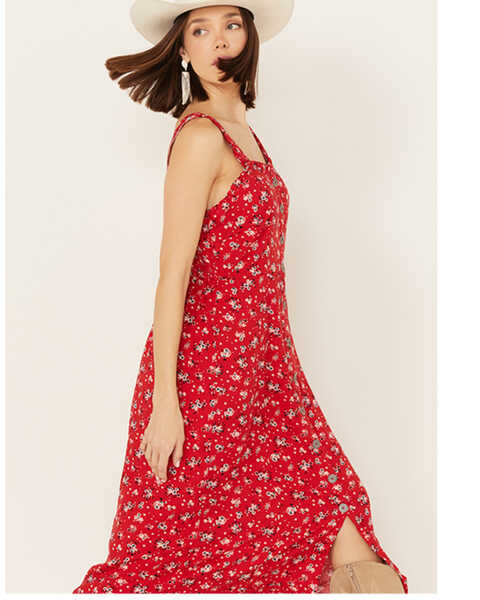 Image #2 - Cotton & Rye Women's Floral Sleeveless Button Down Midi Dress, Red, hi-res