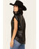 Image #4 - Revel Women's Faux Leather Button-Down Cap Sleeve Top , Black, hi-res