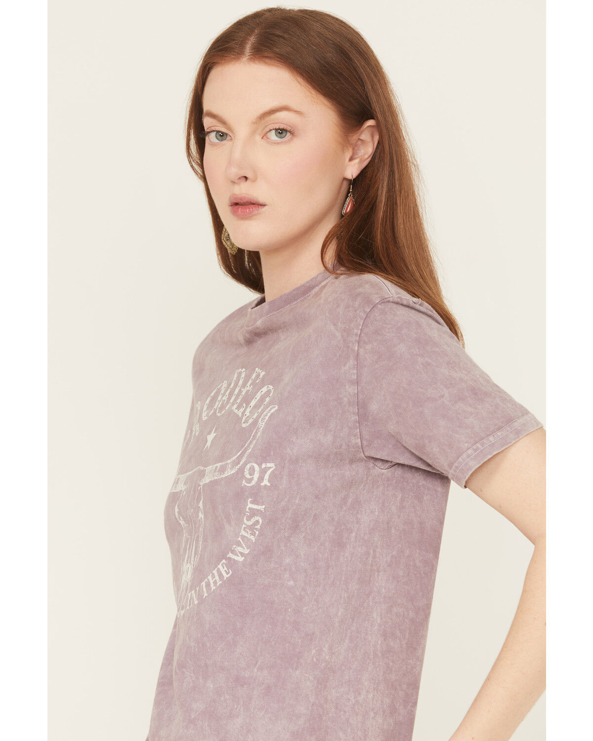 Image #2 - Youth in Revolt Women's Rodeo Embellished Short Sleeve Graphic Tee, Purple, hi-res