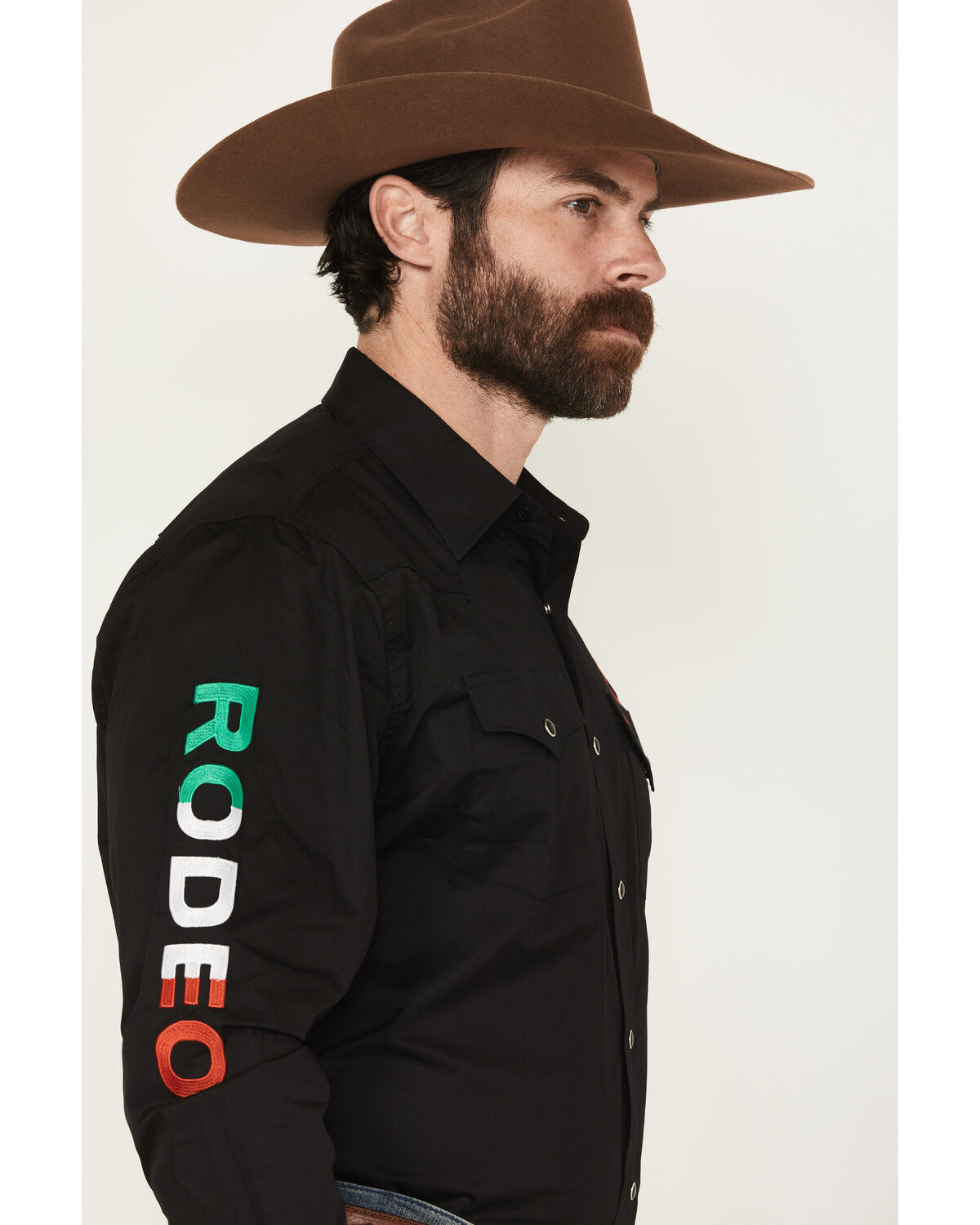 Image #2 - Rodeo Clothing Men's Boot Barn Exclusive Mexico Embroidered Long Sleeve Snap Western Shirt, Black, hi-res