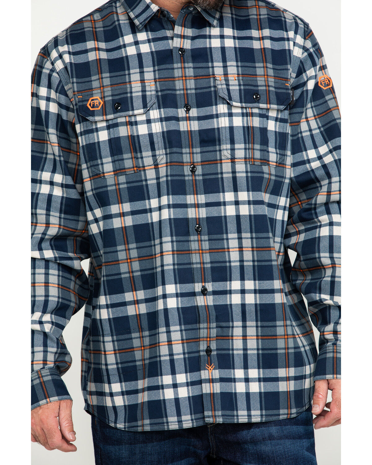 Image #4 - Hawx Men's FR Plaid Print Long Sleeve Woven Work Shirt - Tall, Blue, hi-res
