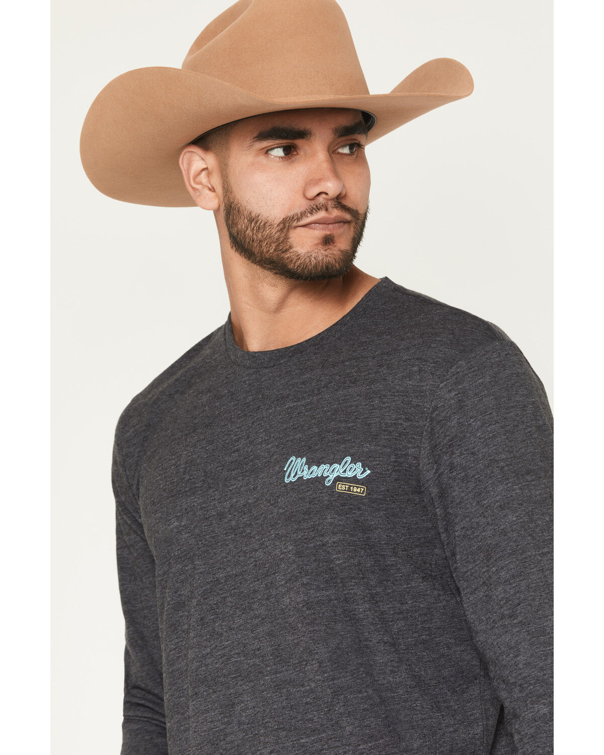 Image #3 - Wrangler Men's Long Live Cowboys Long Sleeve Graphic T-Shirt, Heather Grey, hi-res