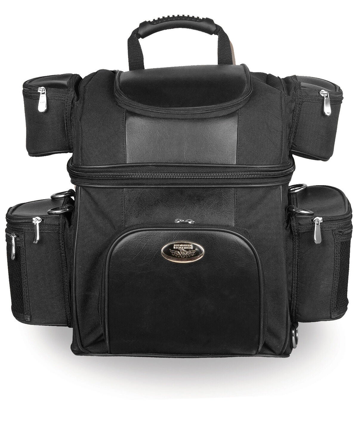 Milwaukee Leather Textile Double Barrel Motorcycle Sissy Bar Bag, Black, hi-res