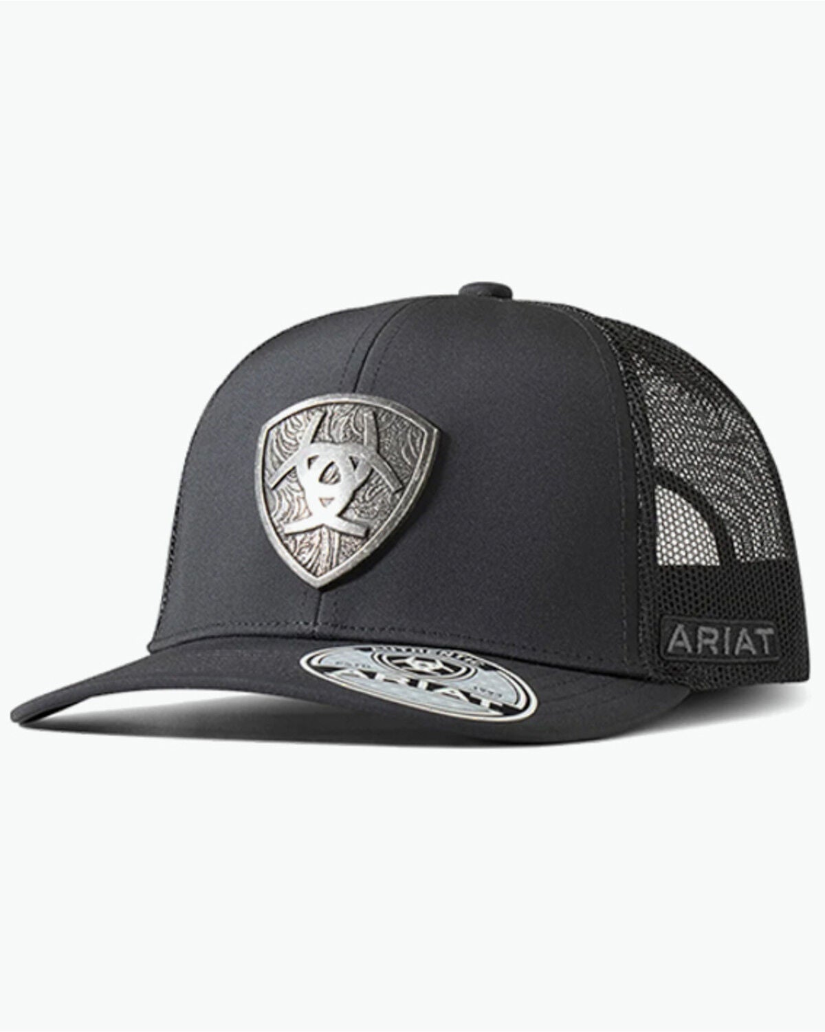 Ariat Men's Metal Shield Ball Cap, Black, hi-res