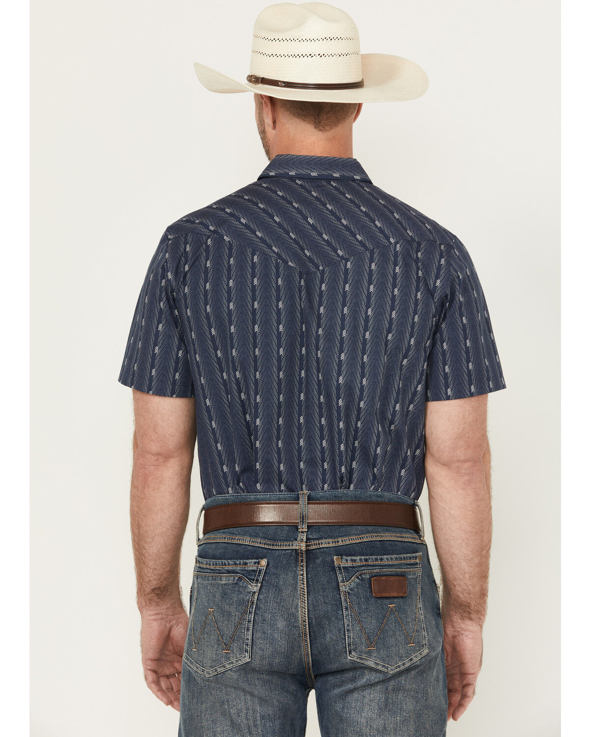 Image #4 - Gibson Trading Co Men's Ritual Striped Short Sleeve Snap Stretch Western Shirt, Navy, hi-res
