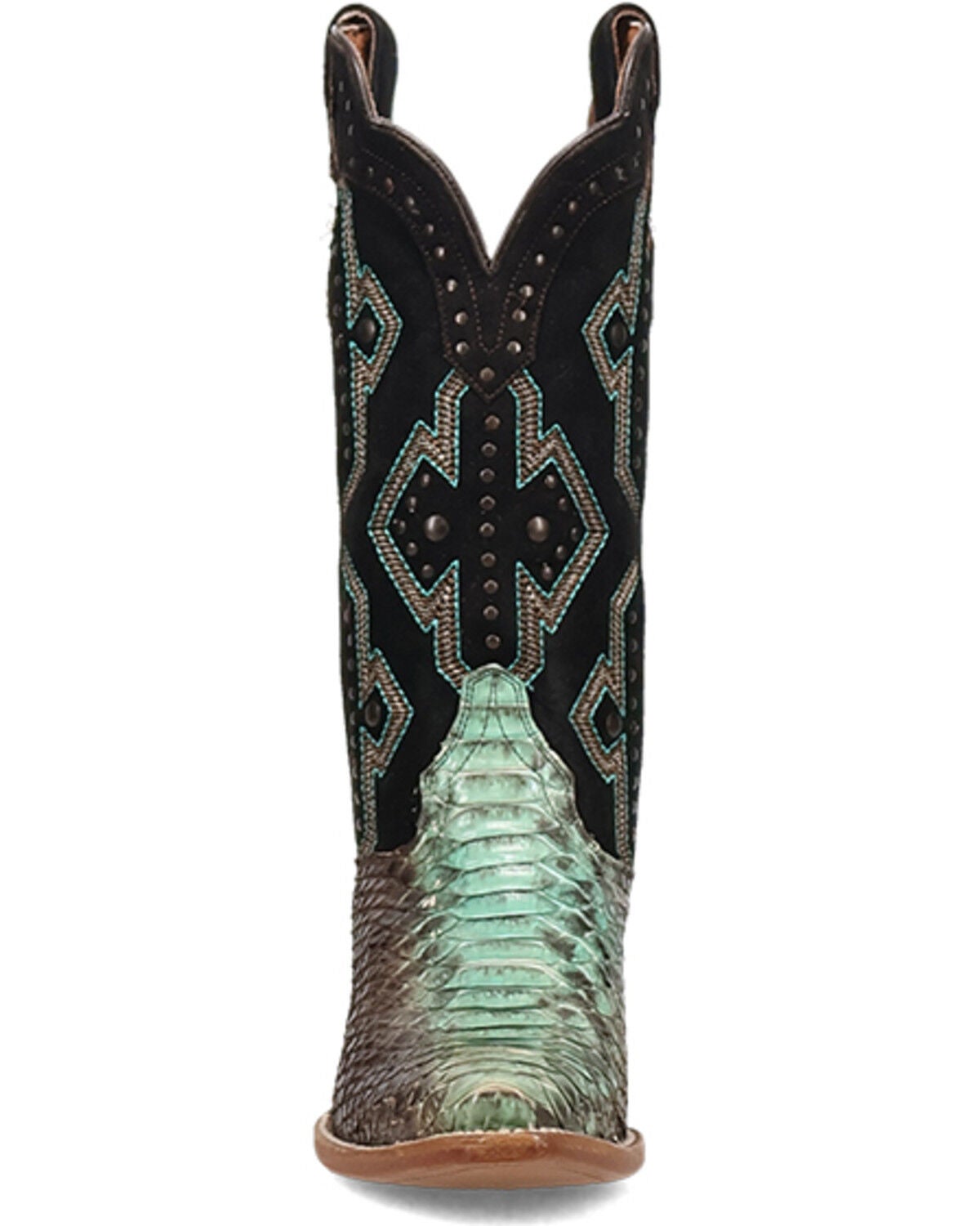 Image #4 - Dan Post Women's Sunset Rider Exotic Python Western Boots - Snip Toe, Black/turquoise, hi-res