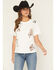Image #1 - Blue B Women's Embroidered Conversation Short Sleeve Tee, White, hi-res