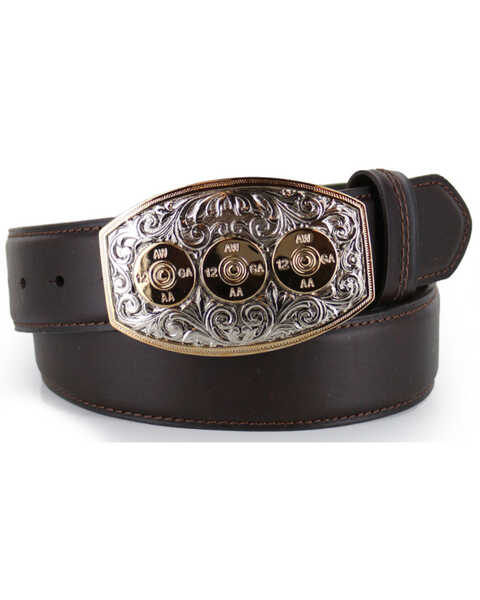 Cody James Men's Bullet Buckle Leather Belt, Brown, hi-res