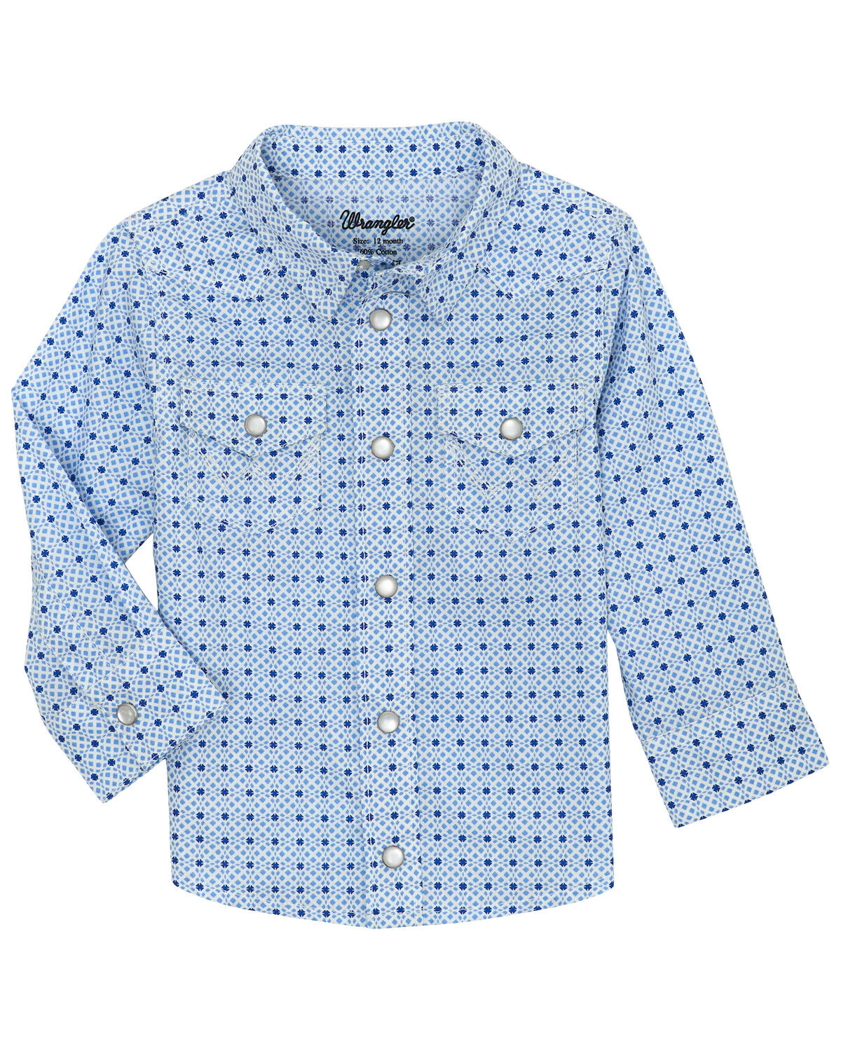 Image #1 - Wrangler Toddler Boys' Dotted Long Sleeve Pearl Snap Western Shirt, Blue, hi-res
