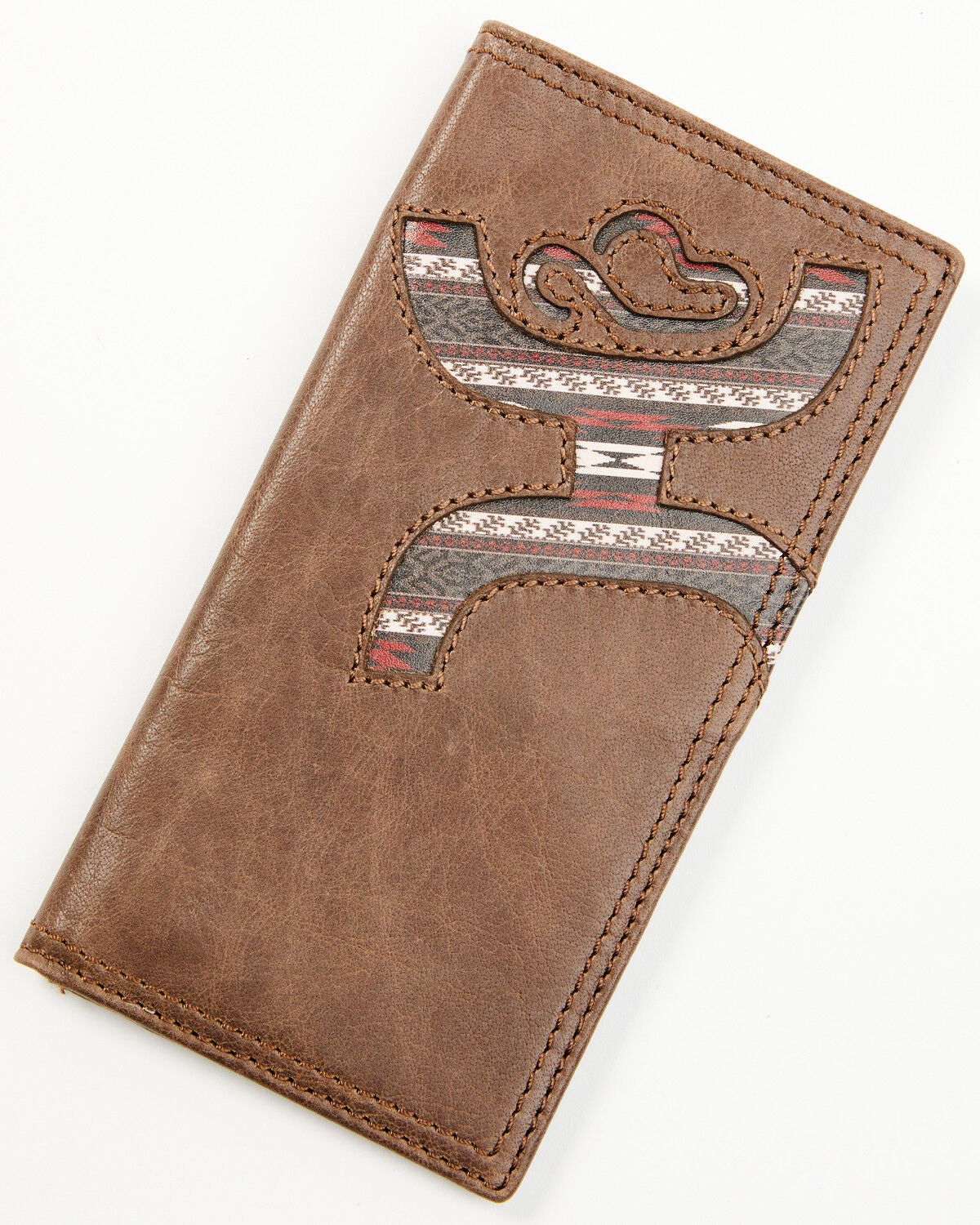 Hooey Men's Hooey Logo Laser Cut Southwestern Print Rodeo Wallet, Brown, hi-res