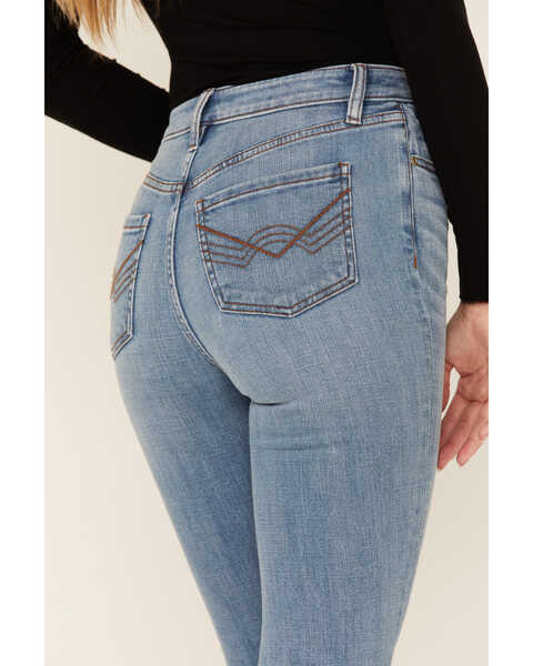Idyllwind Women's Outlaw Eclipse Wash Super High Rise Signature Back Pocket Flare Jeans, Medium Wash, hi-res
