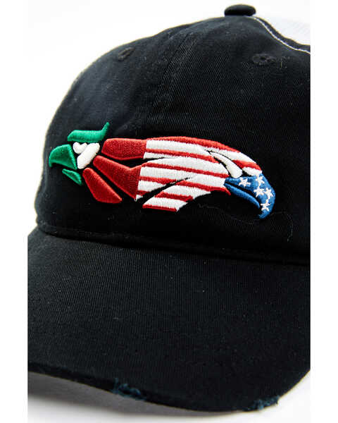 Image #2 - RANK 45® Women's Mexico & US Flag Bird Embroidered Mesh-Back Ball Cap , Black, hi-res