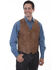 Scully Men's Vintage Leather Brown Western Vest, Brown, hi-res