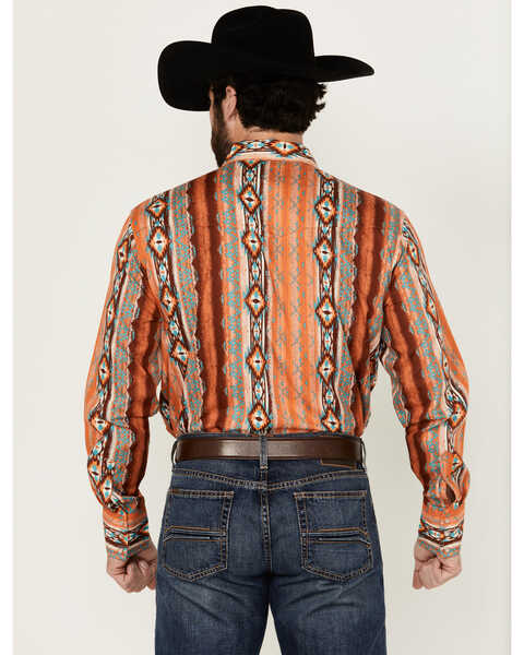 Image #4 - Wrangler Men's Checotah Long Sleeve Snap Western Shirt , Rust Copper, hi-res