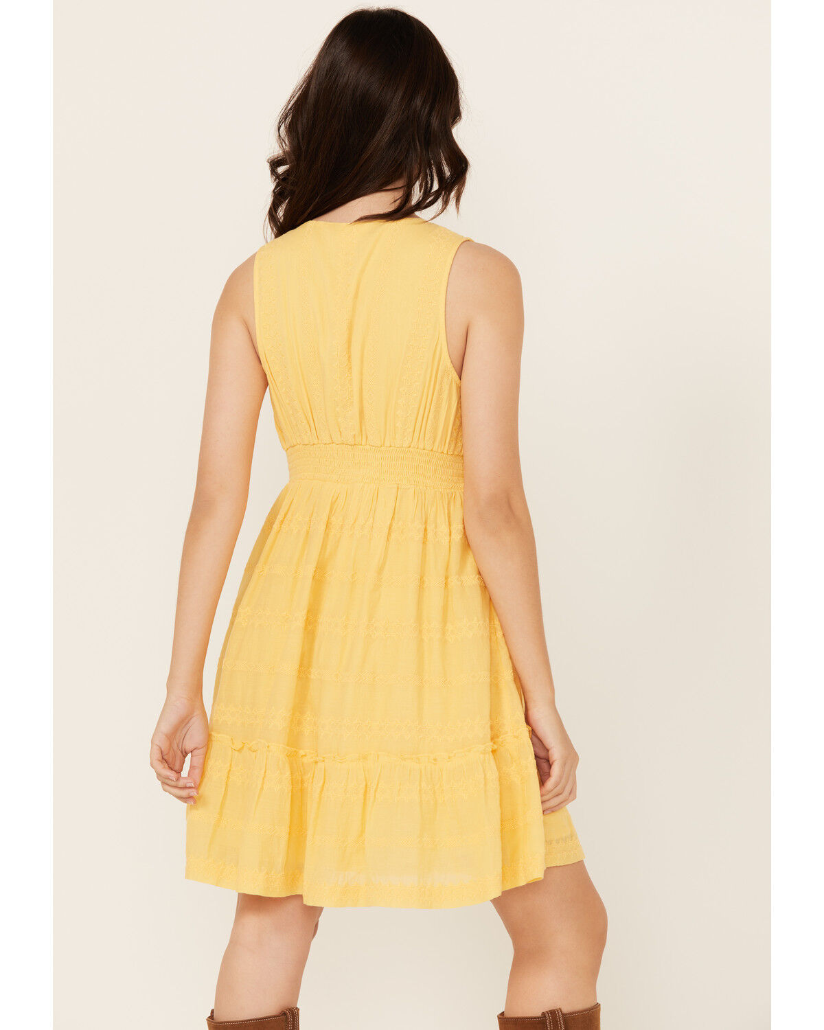 Image #4 - Shyanne Women's Embroidered Sleeveless Mini Dress, Yellow, hi-res