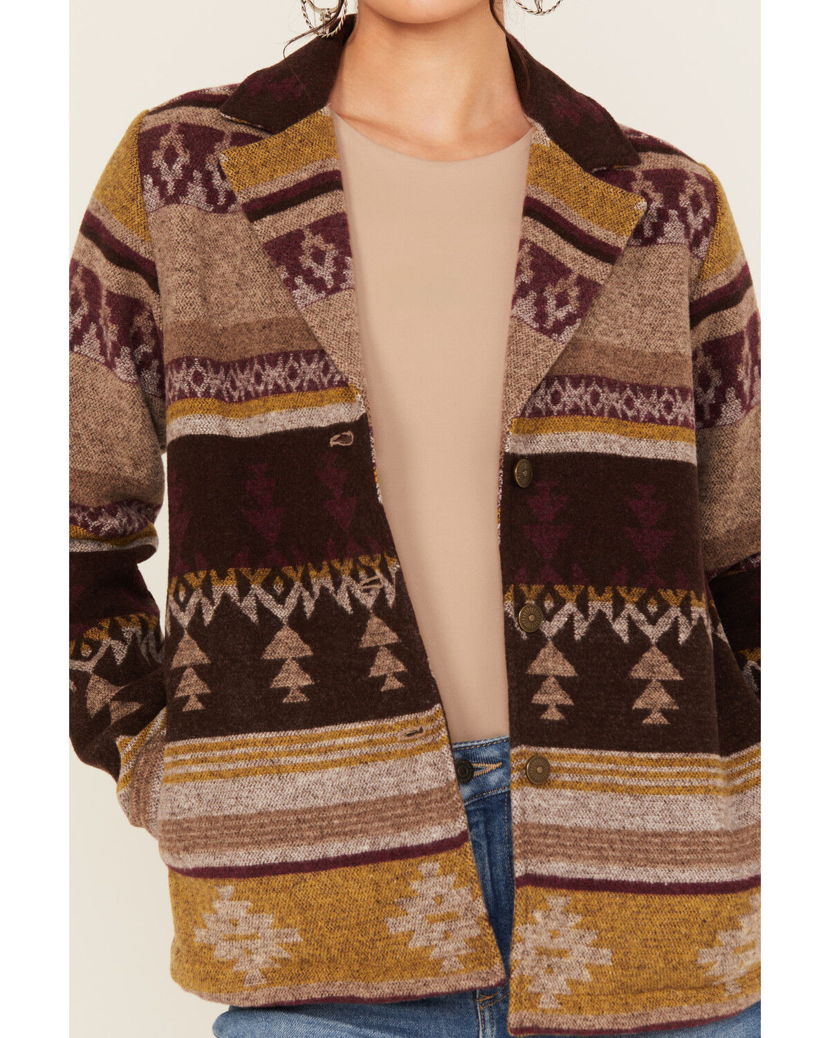Image #3 - Shyanne Women's Southwestern Print Blazer Shacket, Fuchsia, hi-res