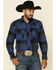 Image #1 - Resistol Men's Montreal Large Plaid Long Sleeve Western Shirt, Blue, hi-res