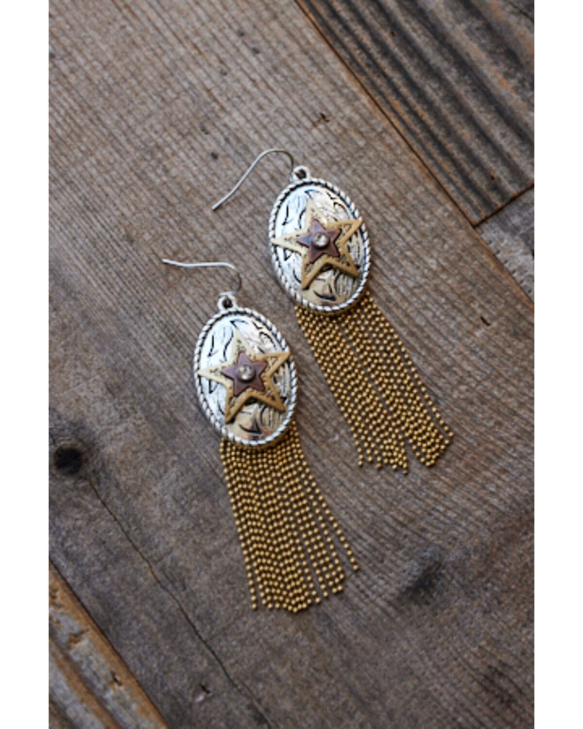 Shyanne Women's Star Fringe Earrings, Gold, hi-res