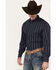 Image #2 - Scully Men's Skull Striped Long Sleeve Pearl Snap Western Shirt , Navy, hi-res