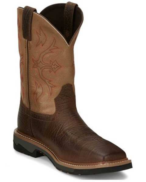 Image #1 - Justin Men's Bolt Western Work Boots - Composite Toe, Pecan, hi-res