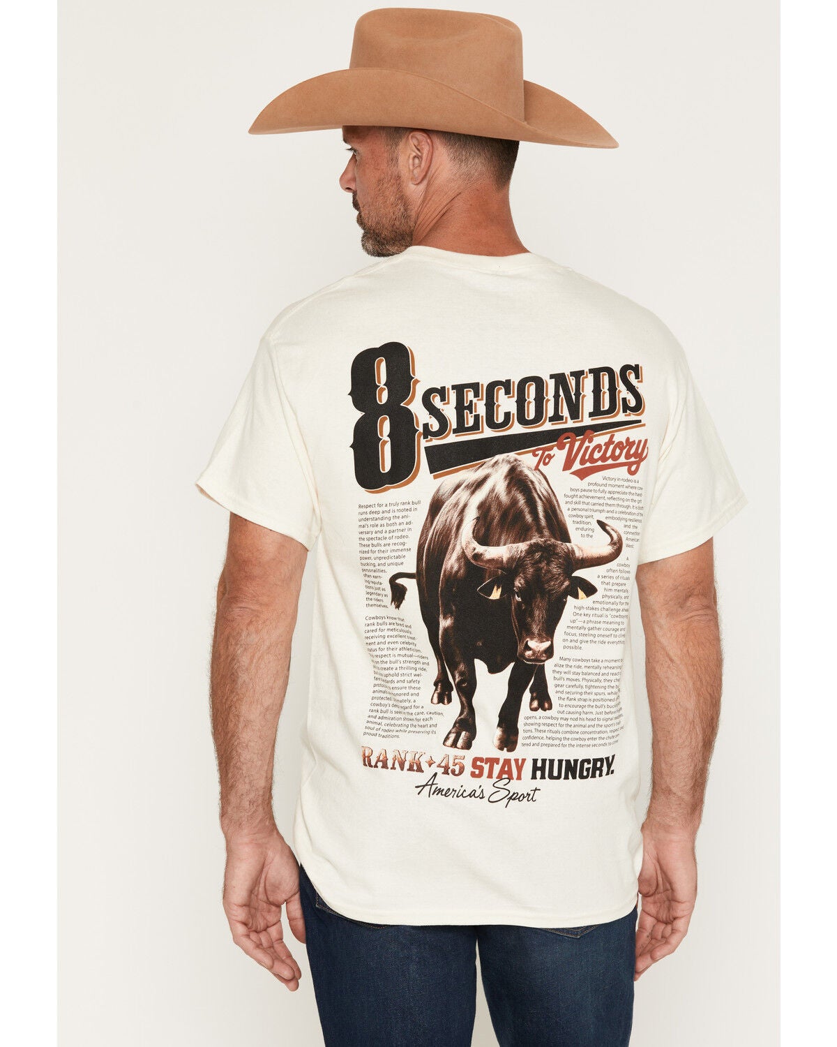 RANK 45&reg; Men's 8 Seconds Short Sleeve Graphic T-Shirt, Natural, hi-res