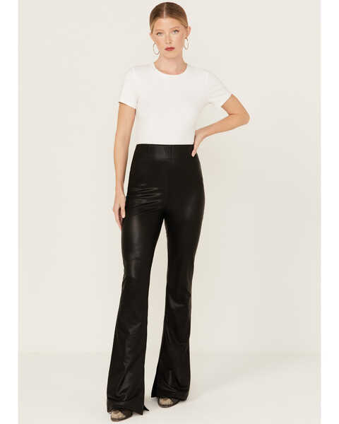 Image #1 - Show Me Your Mumu Women's Nashville Pull-On Faux Leather Flare Pants , Black, hi-res