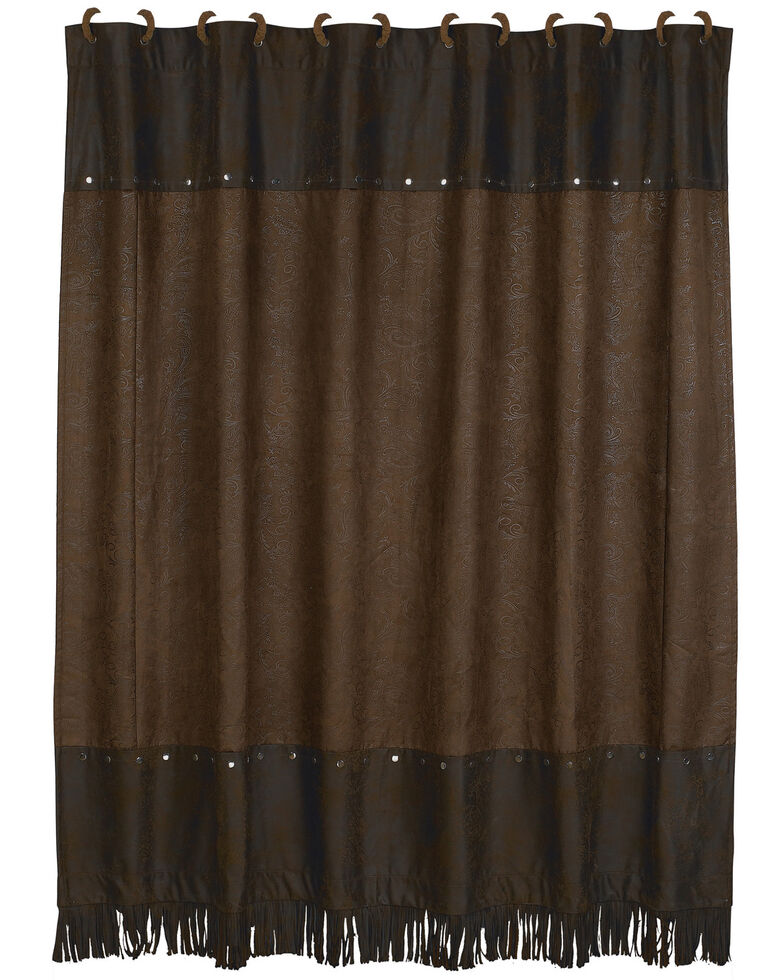HiEnd Accents Caldwell Faux Tooled Leather Shower Curtain, Multi, hi-res