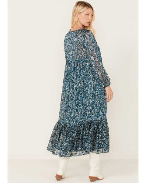 Image #4 - Molly Bracken Women's Paisley Print Midi Dress, Teal, hi-res