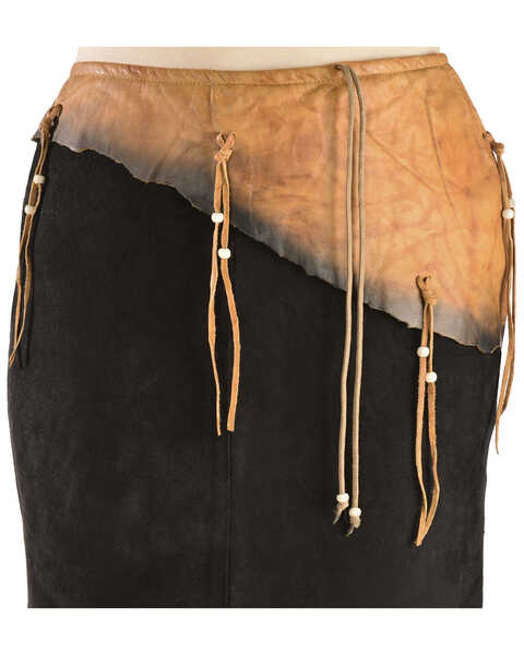 Kobler Leather Women's Leather & Fringe Sioux Suede Skirt, Black, hi-res