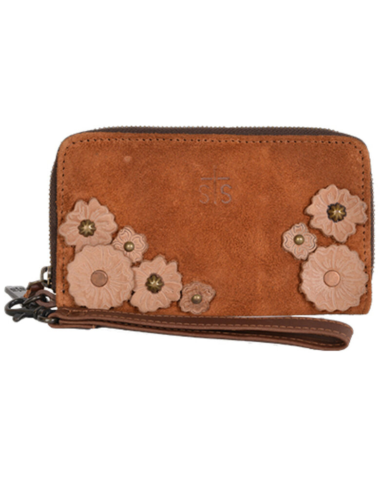 STS Ranchwear Women's Sheridan Flower Wristlet, Brown, hi-res