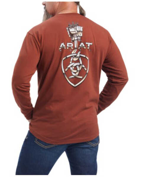 Ariat Men's Rebar Logo Strong Heavy Lifting Graphic Work T-Shirt , Mahogany, hi-res