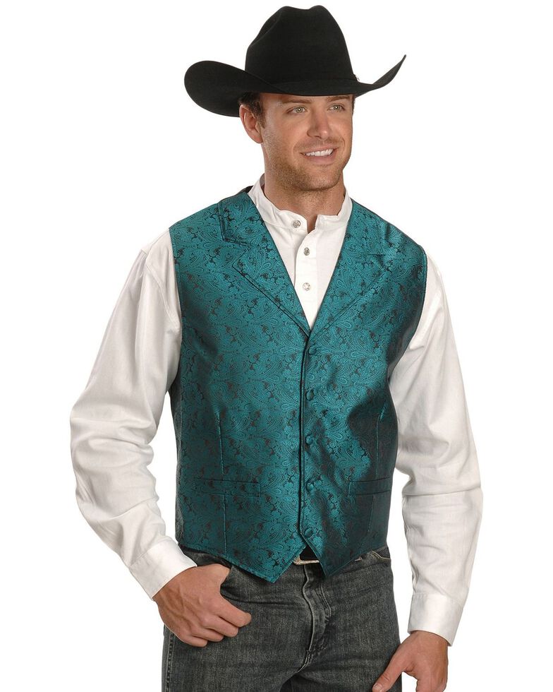 Rangewear by Scully Classic Paisley Dress Vest, Teal, hi-res