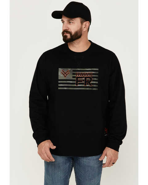 Image #1 - Hawx Men's FR Long Sleeve Graphic Knit T-Shirt , Black, hi-res