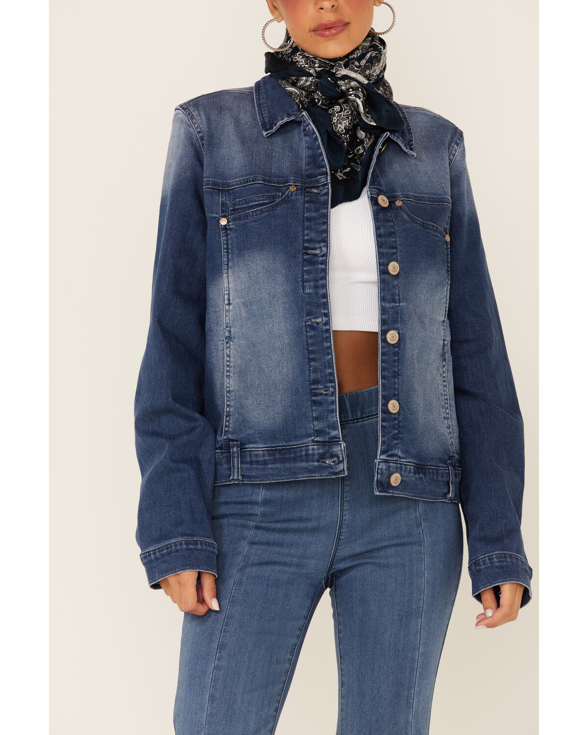 Image #3 - Shyanne Women's Henderson Medium Wash Button Down Denim Jacket, Medium Blue, hi-res