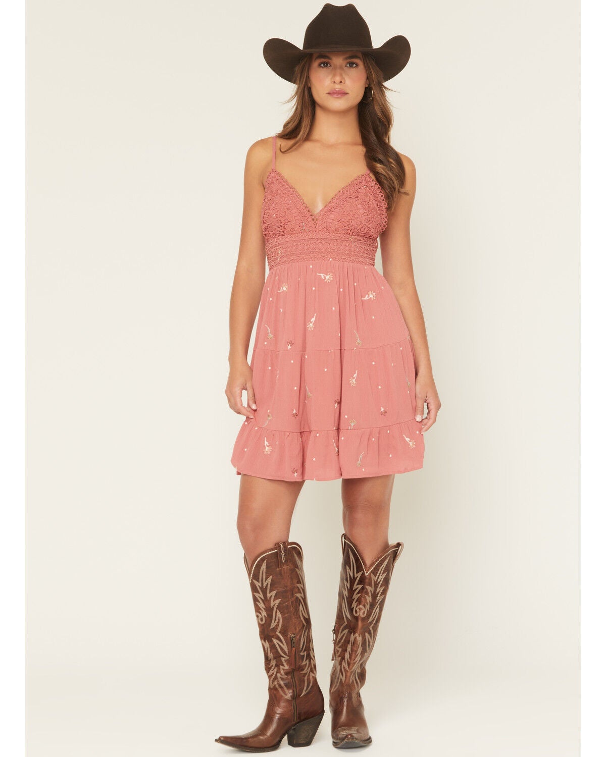 A.T.A.P Women's Crochet Embroidered Sleeveless Mini Dress, Pink, hi-res