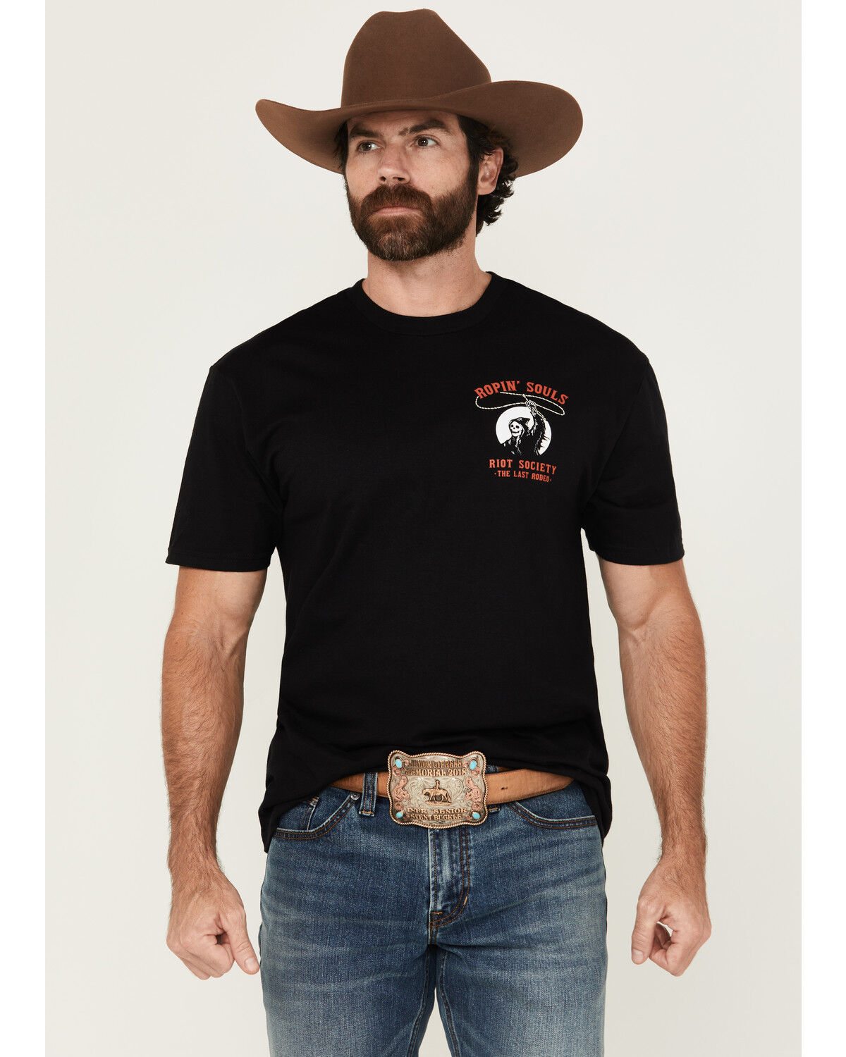 Image #2 - Riot Society Men's Boot Barn Exclusive Ropin' Souls Reaper Short Sleeve Graphic T-Shirt, Black, hi-res
