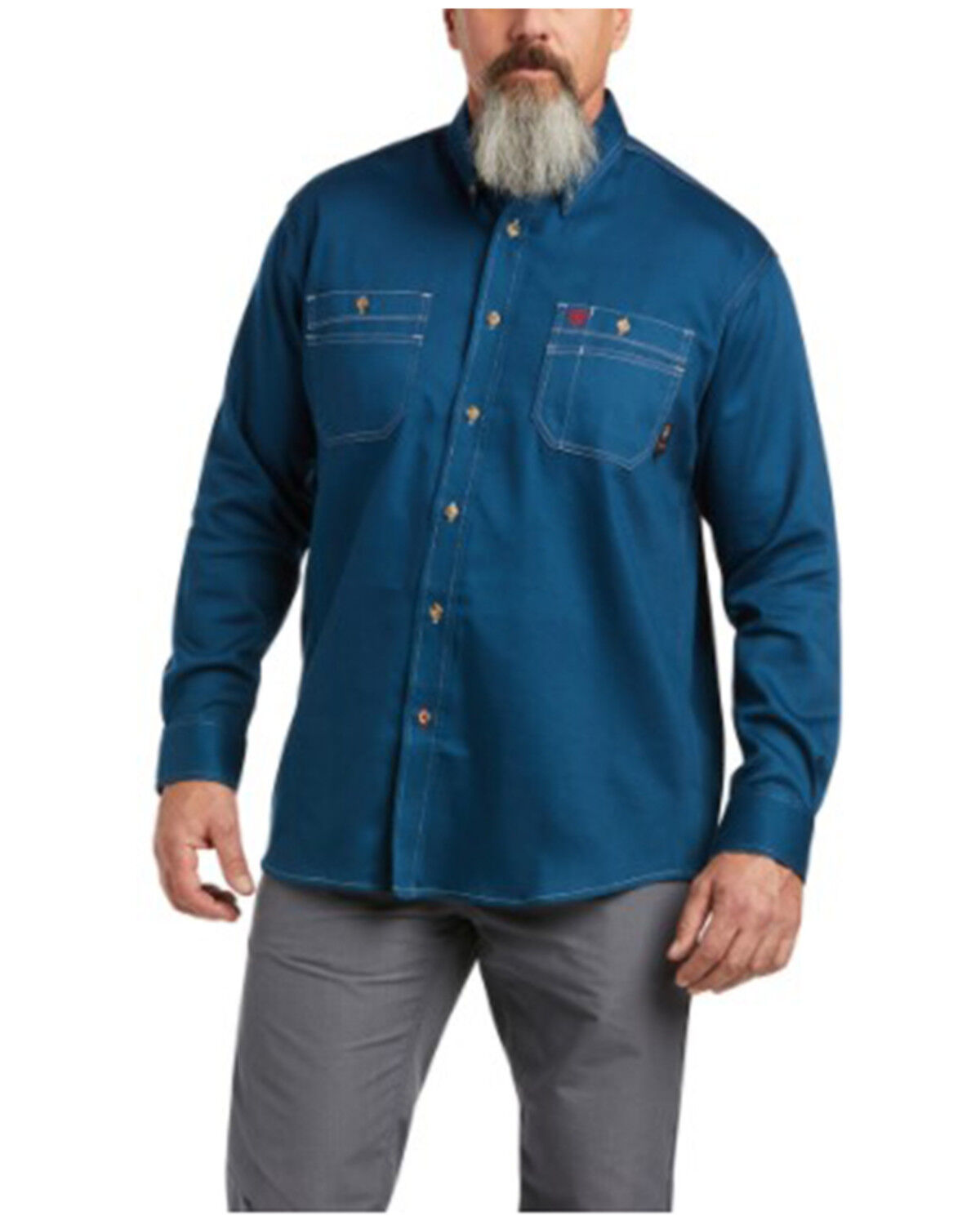 Image #1 - Ariat Men's FR Skyfall Solid Long Sleeve Button Down Work Shirt, Teal, hi-res