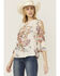 Image #1 - Wild Moss Women's Floral Print Cold Shoulder Top, Cream, hi-res