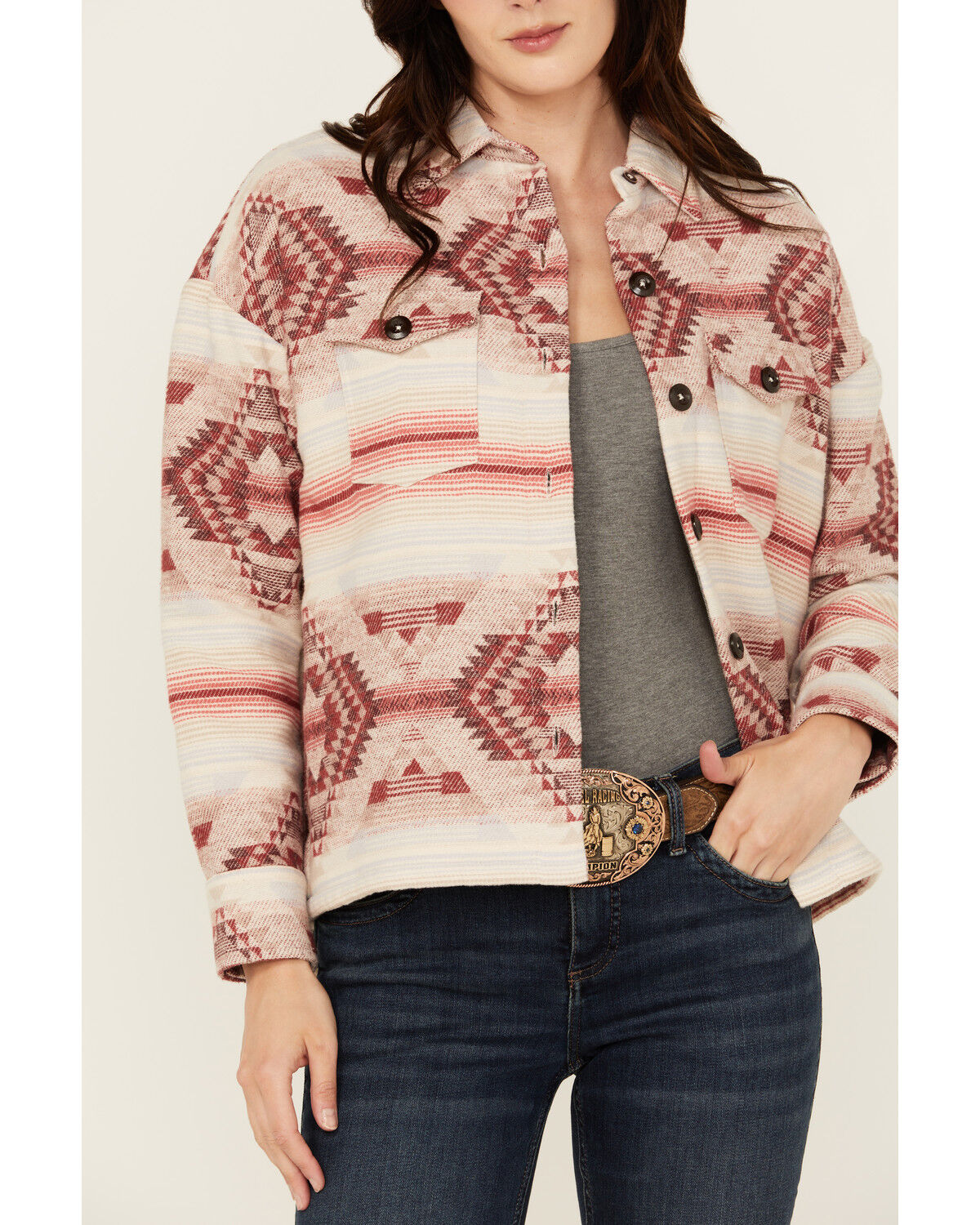 Image #3 - Rock & Roll Denim Women's Southwestern Print Jacket, Cream, hi-res