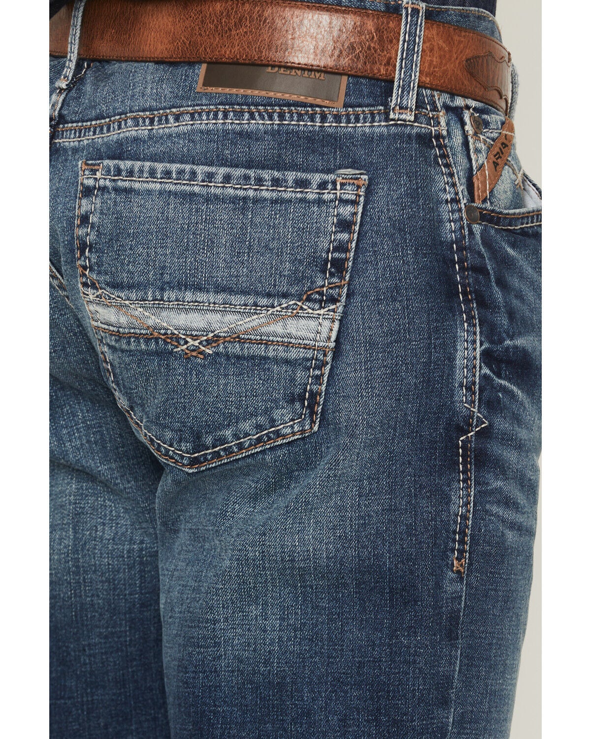 Image #4 - Ariat Men's M7 Rocker Summit Dark Wash Stackable Slim Straight Stretch Denim Jeans, Indigo, hi-res