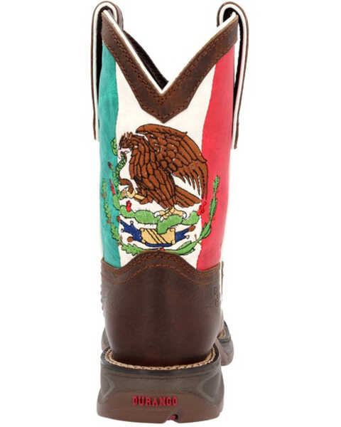 Image #5 - Durango Boys' Lil' Rebel Mexican Flag Western Boots - Broad Square Toe , Brown, hi-res